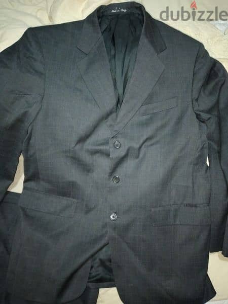 suit dark grey light stripes size 50.52 made in Italy 7