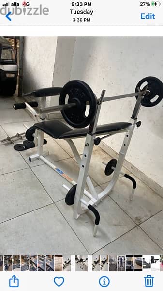 bench adjustable with adjustable rack with legs extension like new 1