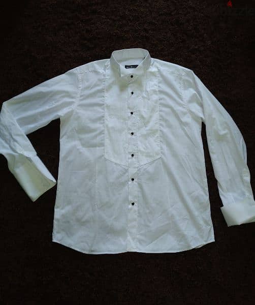 Calyx Shirt double cuff black buttons M to xxL 3