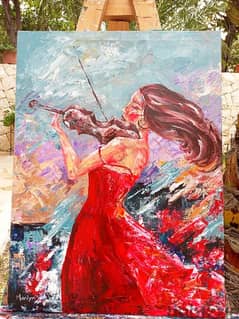 girl with violin painting