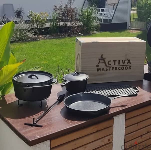 ACTIVA Dutch oven set, 7 pieces, pot, pan (cast iron) 0