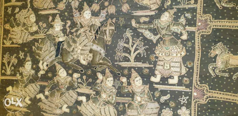 Vintage Ancient Burmese Kalaga Tapestry 160 x 126 3