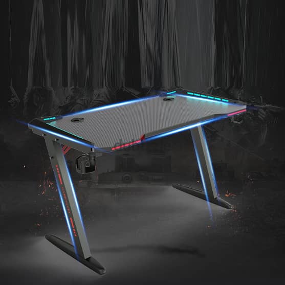 Gaming Desk With Led Lights, Headset Holder & Cup Holder 1