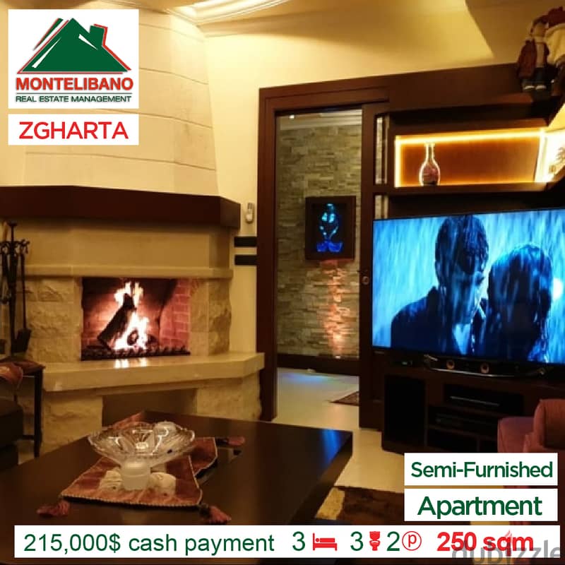 Semi Furnished Apartment in Zgharta!! For $215,000 Cash !! 1