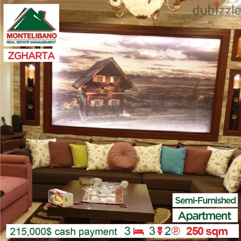 Semi Furnished Apartment in Zgharta!! For $215,000 Cash !! 2