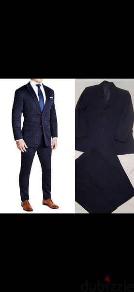 suit checked navy size 52