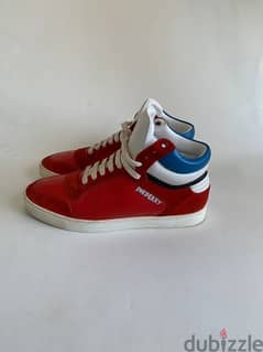 Burberry red white and blue leather high sneakers size 42,5