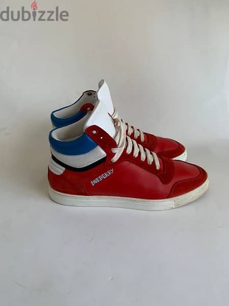 Burberry red white and blue leather high sneakers size 42,5 2