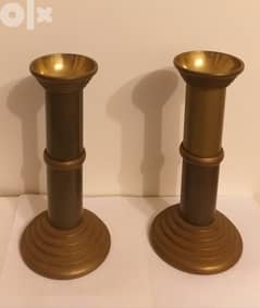 2 Vintage Brass Candle Holders 0