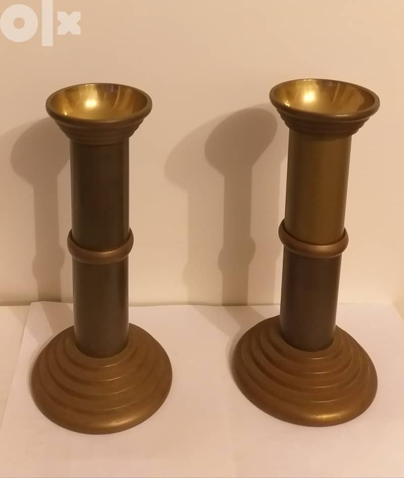 2 Vintage Brass Candle Holders 0