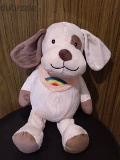 SNOF THE Beige &BROWN DOG medium great PLUSH his height 35 Cm +foulard