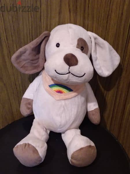 SNOF THE Beige &BROWN DOG medium great PLUSH his height 35 Cm +foulard 3