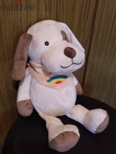 SNOF THE Beige &BROWN DOG medium great PLUSH his height 35 Cm +foulard 0