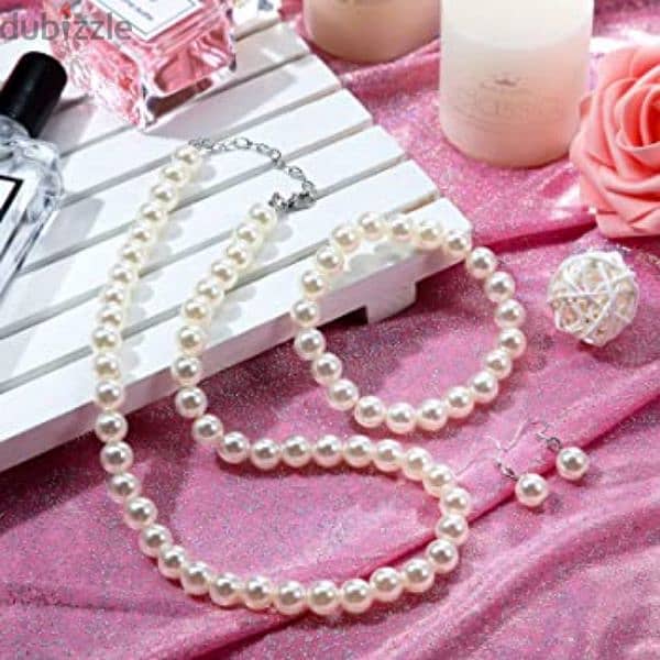 necklace set pearl bracelet and earrings 6 colours. 13