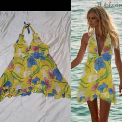 yellow flower print dress s to xxL 1=7$ or 3= 15$