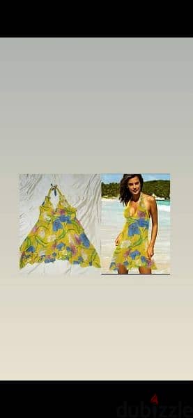 yellow flower print dress s to xxL 3