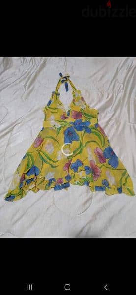 yellow flower print dress s to xxL 4