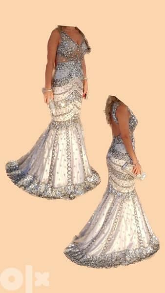 wedding dress silver crystals 0