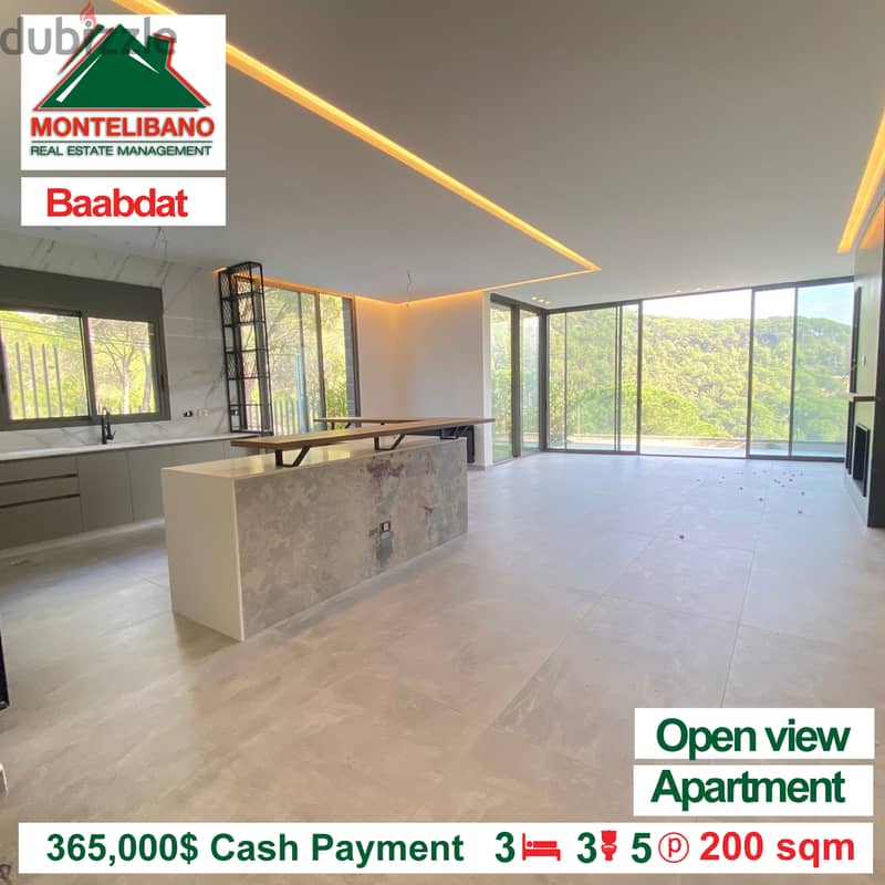 Apartment for sale in Baabdat !! 365,000$ cash payment !! 2