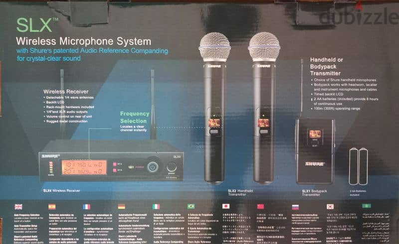 shure slx double mic wireless,copy,new in box 4