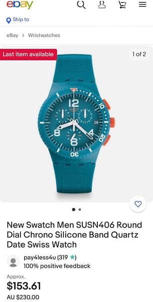 swatch suns406 aqua Watches 114875861