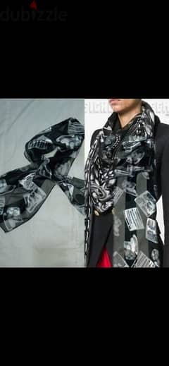 silk scarf colour black with grey print 0