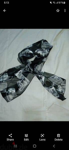 silk scarf colour black with grey print 2