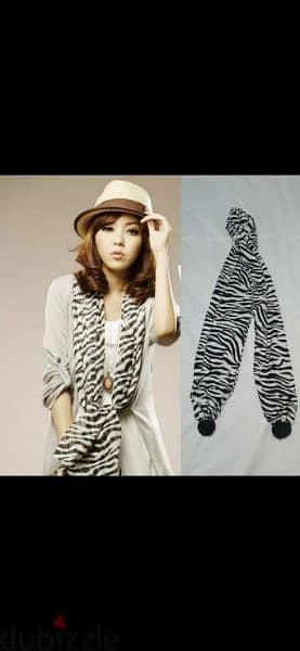 scarf animal print wool with fur pum pum 1