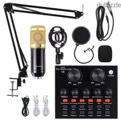 live sound card v8 with condenser mic for live record 0