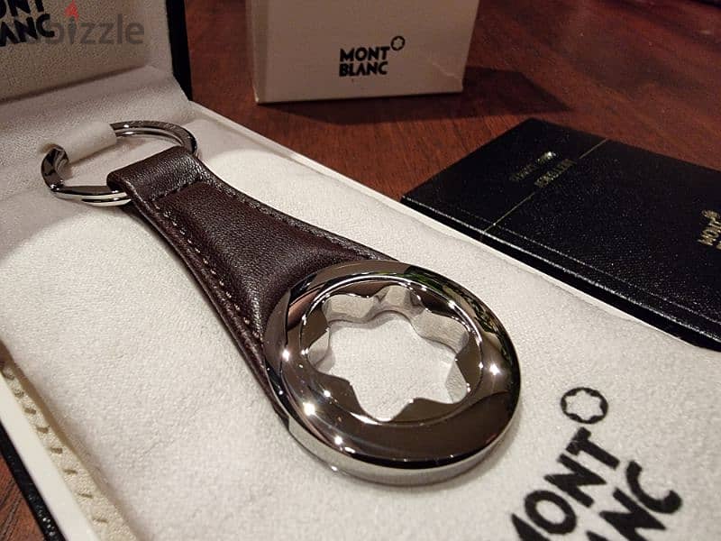 Genuine Montblanc Brown Leather Key Chain 0