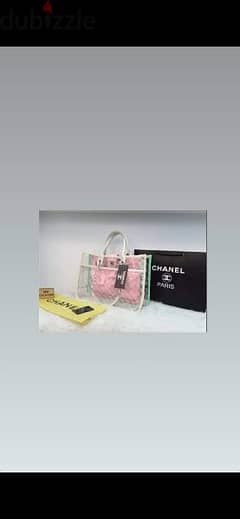 transparent handbag white and pink xL size