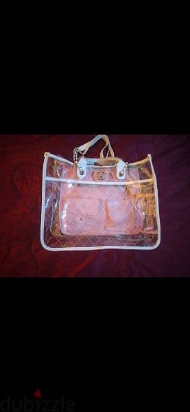 transparent handbag white and pink xL size 5