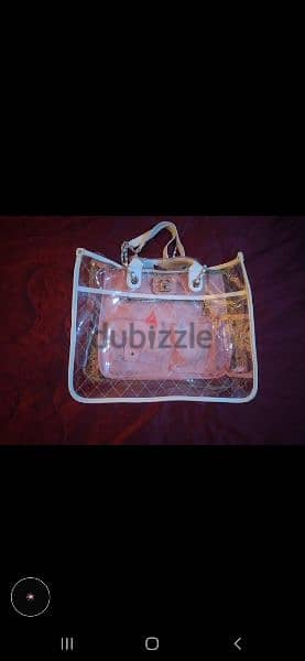 transparent handbag white and pink xL size 6