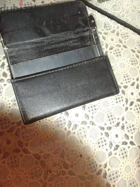 holder for businesscard black leather 3