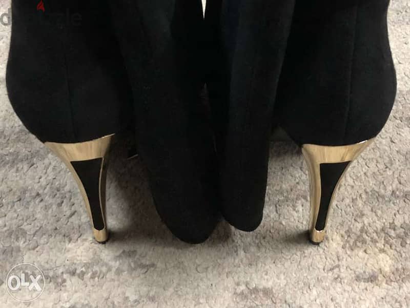 High heel boots, women shoes with elegant gold black 5