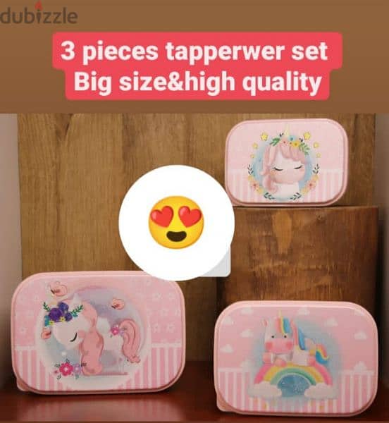 cute 3 pieces tapperwers set 1