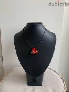 Murano red&black pendant with a black necklace 0