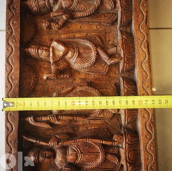 Lord Vishnu dashavatara with goddess Lakshmi wooden panel 1