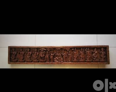 Lord Vishnu dashavatara with goddess Lakshmi wooden panel