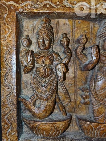 Lord Vishnu dashavatara with goddess Lakshmi wooden panel 5