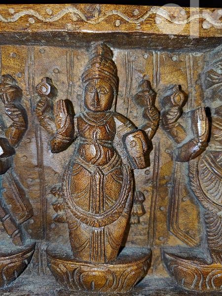Lord Vishnu dashavatara with goddess Lakshmi wooden panel 6