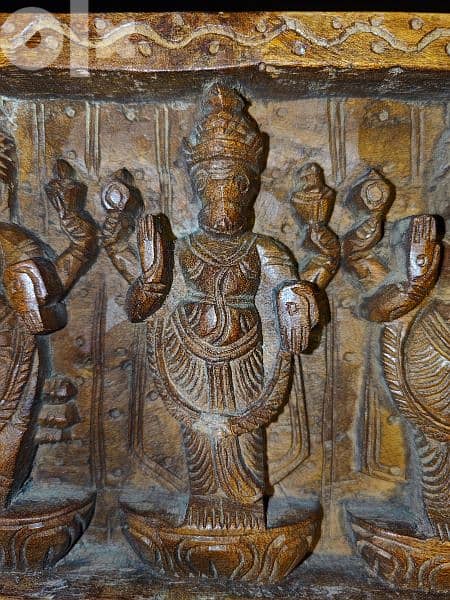 Lord Vishnu dashavatara with goddess Lakshmi wooden panel 7