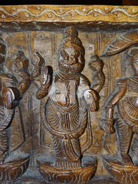 Lord Vishnu dashavatara with goddess Lakshmi wooden panel 8