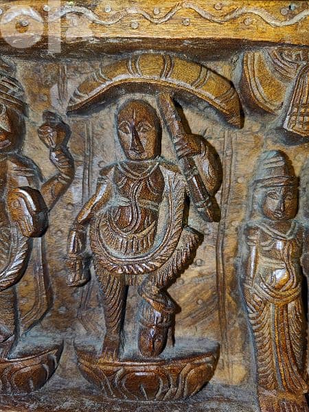 Lord Vishnu dashavatara with goddess Lakshmi wooden panel 9
