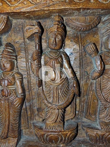 Lord Vishnu dashavatara with goddess Lakshmi wooden panel 11