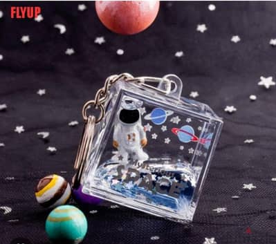 sparkling liquid space square keychain