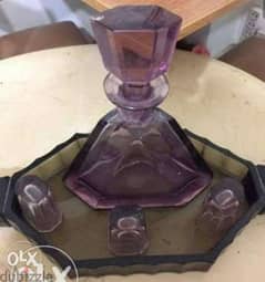 crystal Glass bottle with 3 glasses قنينة ثمينة للمشروب مع ٣ كبايات 0