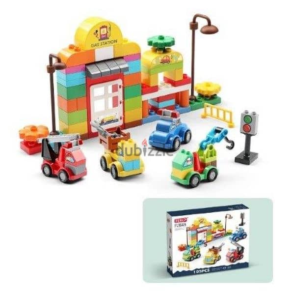 Feelo Gas Station Building Blocks 105 Pcs 2