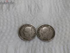 set of two silver Switzerland Swiss Coin years 1904 & 1929