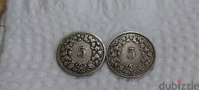 set of two silver Switzerland Swiss Coin years 1904 & 1929 1